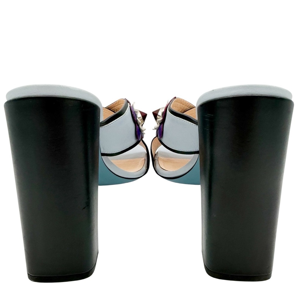 Fendi Flowerland Stud Floral Block Heel Mule Slide Sandals Size 40 US 10 - Picture 8 of 15